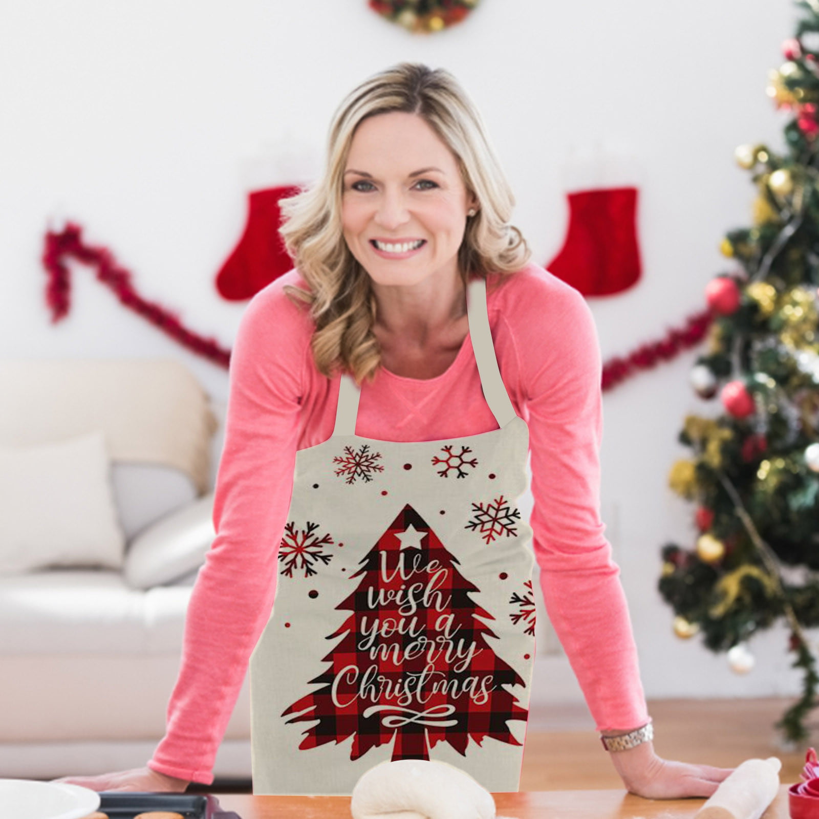 4 Pcs Christmas Apron Christmas Mother Daughter Matching Aprons Set Snowman  Elf Plaid Baking Apron Christmas Kitchen Cooking Aprons Baking Grilling