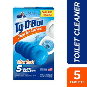 Ty-D-Bol Toilet Cleaner, Blue Toilet  Cleaner s, Bleach Free, 1.4 oz, 5 Pack