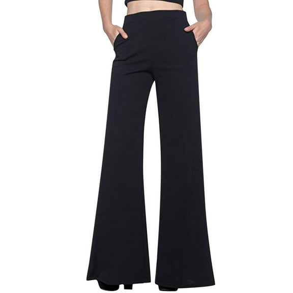 Spring Savings LYXSSBYX Long Trousers Women Pants for Office Women's High Waist Fashion Solid Loose Wide Long Trousers Flowing Palazzo Pants
