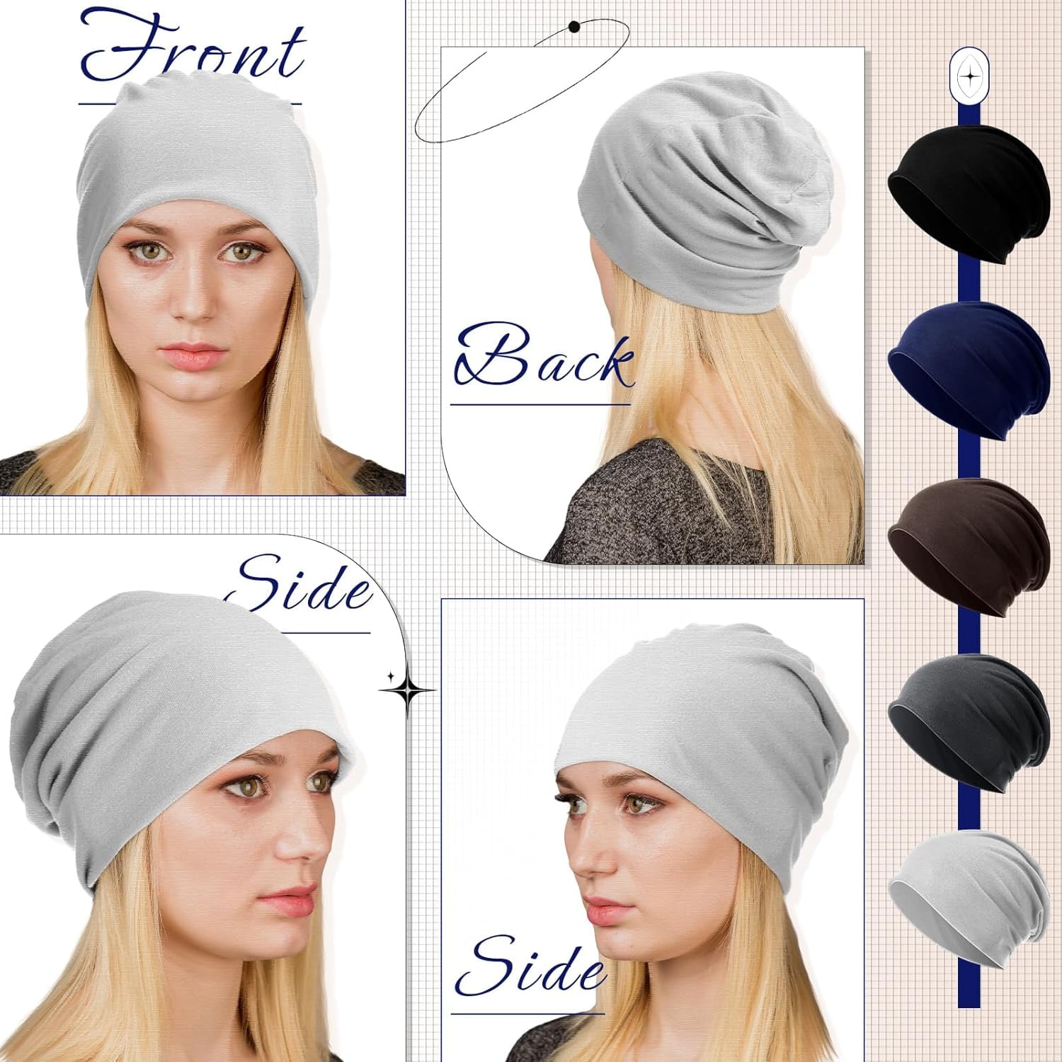 5Pcs Slouchy Beanie for Women Men Summer Beanie Hat