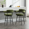 thumbnail image 3 of Zesthouse 26.7" Swivel Counter Stools Set of 2, Upholstered Sherpa Bar Stools with Back and Metal Legs, Modern Counter Height Chairs for Kitchen Island, Green, 3 of 14