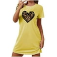 thumbnail image 2 of Sakmal Oversized Womens Nightgown Lightweight Yellow Comfy Sleep Dress Short Sleeve Short Leopard Print Crew Neck Nightgowns S-2XL, 2 of 5