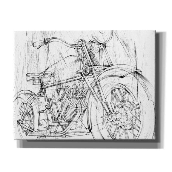Epic Graffiti 'Inverted Motorcycle Mechanical Sketch I' by Ethan Harper, Giclee Canvas Wall Art, 34"x26"
