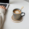 thumbnail image 4 of Unique Bargains 1 Pc Round Pearl Heat Insulation Mat Drink Coaster Khaki Cotton rope, 4 of 5