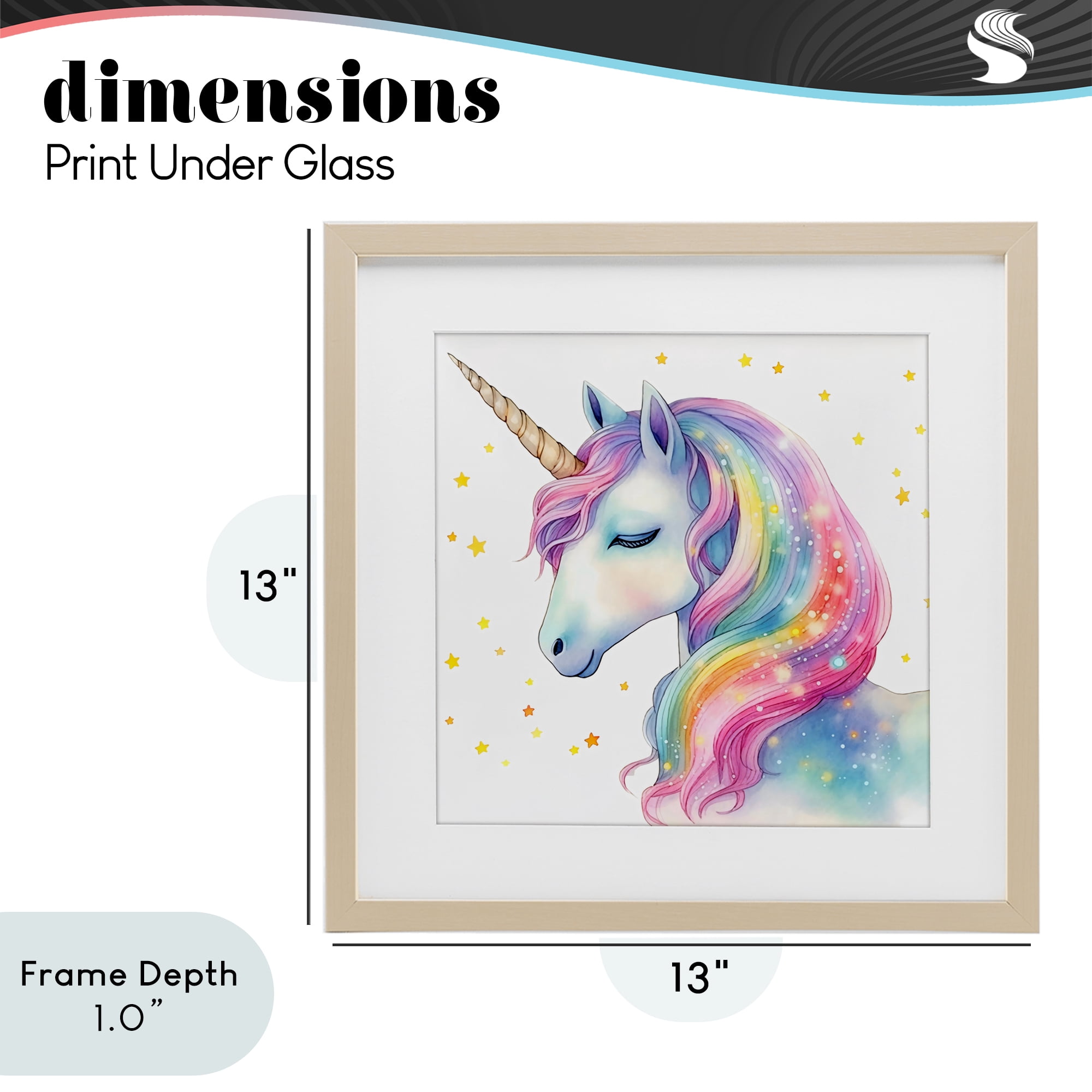 Stupell Industries Enchanted Rainbow Mane Unicorn Birch Framed Print Under Glass, design by Creative Studio