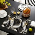 thumbnail image 4 of Black White Gold Marble Pattern Summer Placemats Table Placemats Set Of 4-Linen Kitchen Washable Placemats Table Mats 11.8"x17.7" Non-Slip Heat Resistant, 4 of 6