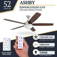 thumbnail image 2 of Prominence Home Ashby 52" Ceiling Fan w/Light, Remote, & 5 Blades, Oak/Chrome, 2 of 12
