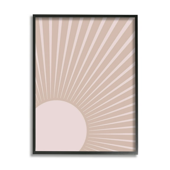 Stupell Industries Sun Rise Horizon Light Rays Neutral Beige Abstract Painting Black Framed Art Print Wall Art, 11 x 14