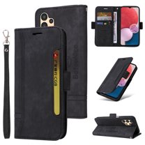Dteck Wallet Case for Samsung Galaxy A13 5G with Card Slots Holder Kickstand Magnetic Clasp Phone Cover, Luxury PU Leather Shockproof Wrist Strap Handbag Case for Samsung Galaxy A13 5G,Black