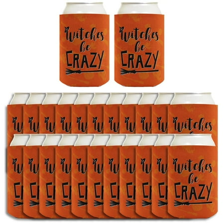 

ThisWear Funny Witch Halloween Gifts Witches Be Crazy 24-pack Can Coolie Drink Coolers Coolies Orange
