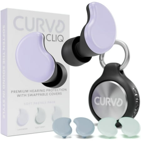 CURVD Cliq Earplugs with Swappable Covers, Stylish Noise Reduction for Concerts, Noise Sensitivity & More (Soft Pastels)