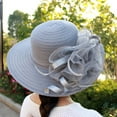 thumbnail image 3 of Organza Church Fascinator Wedding Tea Party Derby Hats for Women Flower Wide Brim Sun Hat, 3 of 4