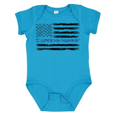 

Inktastic I Love My Mommy- Police Officer Distressed Flag Gift Baby Boy or Baby Girl Bodysuit
