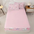 thumbnail image 4 of Erosebridal Kawaii Bunny Floral Zipper Queen Comforter Set with Fitted Sheet and 2 Pillowcases,White Rabbit Rainbow Flower Heart Zipper Bedding Set For Girls,Pink Reversible,4pcs, 4 of 7