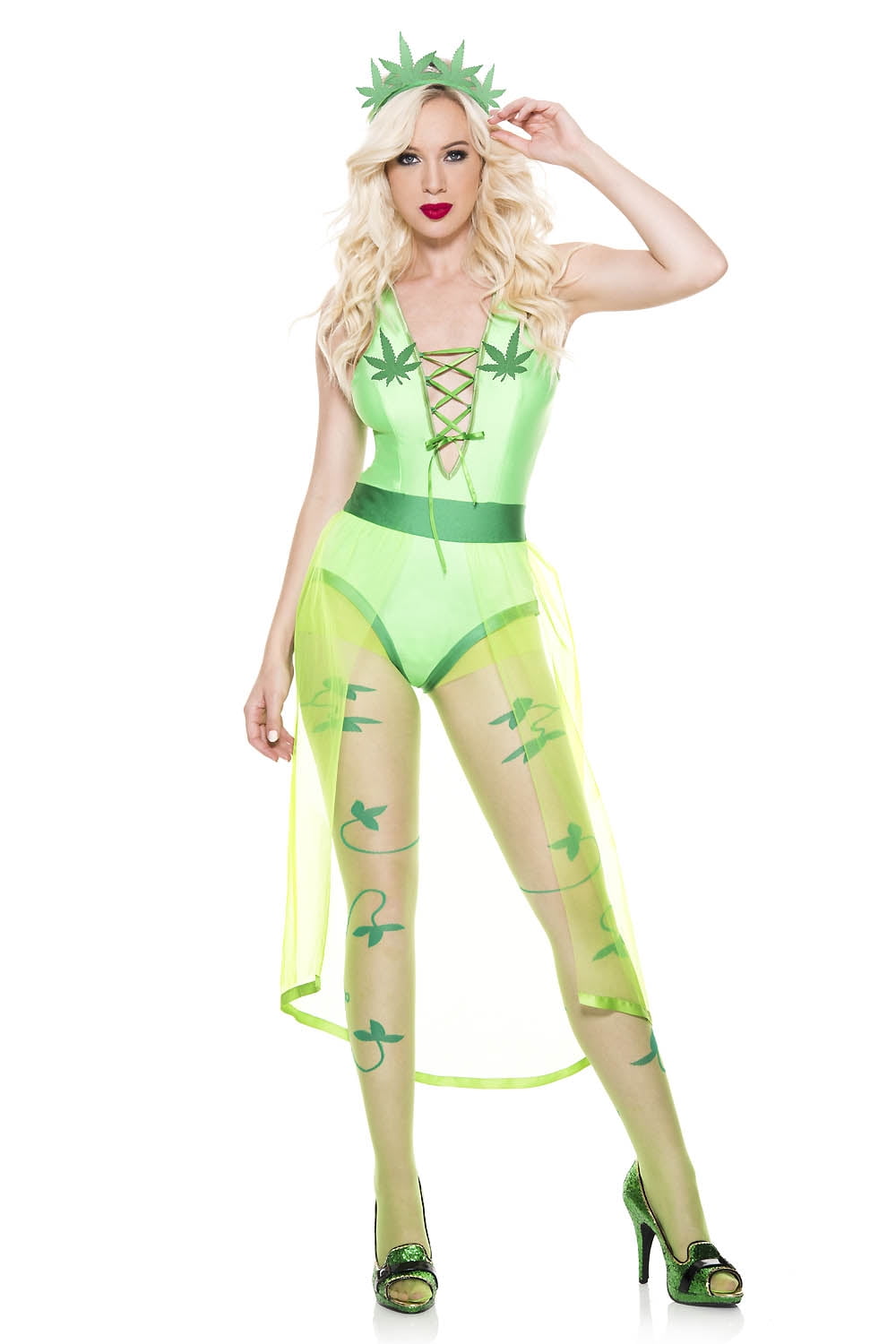 Music Legs Women's Green Leaf Queen 70985-ML