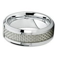 thumbnail image 3 of 8mm Polished Silver Tungsten Carbide Wedding Ring Beveled Edges Carbon Fiber Center Gray Band 5.5, 3 of 4