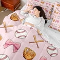 thumbnail image 5 of Meiyoeat Sport Glove Baseball King Bedding 7pcs for Girls, Pink Bow King Bed in a Bag, 5 of 6