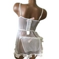 thumbnail image 2 of Victoria’s Secret Embroidery Mesh Ruffle Lace Babydoll Teddy Lingerie 2 Piece Set White Size Medium NWT, 2 of 2