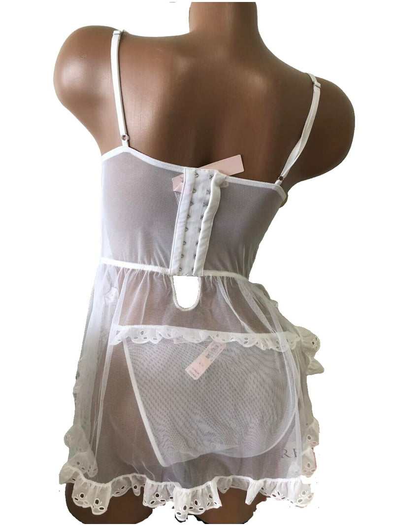 Victoria's Secret Embroidery Mesh Ruffle Lace Babydoll Teddy Lingerie 2 Piece Set White Size Medium NWT - Walmart.com Victoria's Secret Embroidery Mesh Ruffle Lace Babydoll Teddy Lingerie 2 Piece Set White Size Medium NWT - Walmart.com