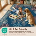thumbnail image 4 of Design&I 5'x7' Washable Area Rug Snag-Free, Skid-Resistant Turtle Nautical Boho Coral Motif Minimalist Lobster Ocean Themed Refined for Dining Room, Under Table, Home Office, 4 of 7
