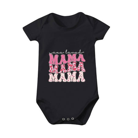 

Summer Savings Clearance! 2023 TUOBARR Jumpsuit for Toddler Baby Boys Girl Comfortable Mother s Day Print Short Sleeve Romper Jumpsuit Black Y 3