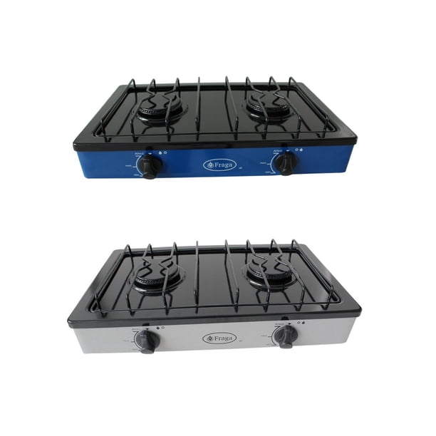 Set 2 Parrillas Fraga P104-2 A Gas 2 Quemadores Porcelanizada gris