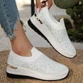thumbnail image 4 of Mepaouo Women's Slip on Walking Shoes Rhinestone Glitter Low Wedges Heel Casual Work Loafer Shoes, 4 of 8