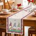 thumbnail image 5 of Gnomes Easter Table Runner - 120 Inch Long Eggs Tulips Spring Floral Rustic Cotton and Linen Blended Dress Scarves Farmhouse Table Runner for Kitchen Dining, Coffee Table, 13" x 120", 5 of 8