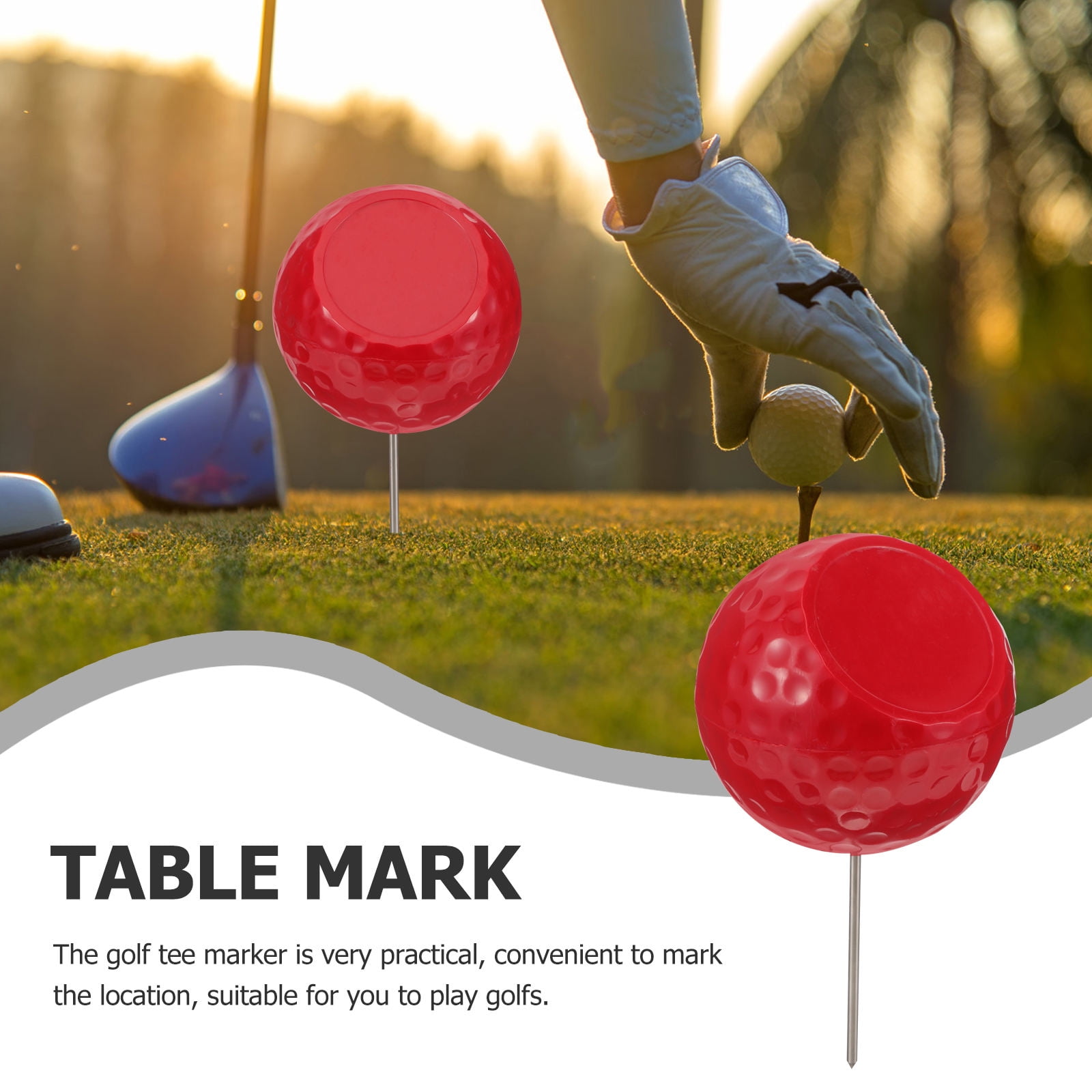 FUEENIRVA Red Golf Tee Marker with ABS Metal, Stylish Golf Accessory for Course Play, Practice & Training