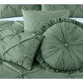 thumbnail image 5 of Chezmoi Collection Sydney 7-Piece Pinch Pleat Comforter Set, Lightweight Pintuck Bedding for All Season, King, Sage Green, 5 of 9