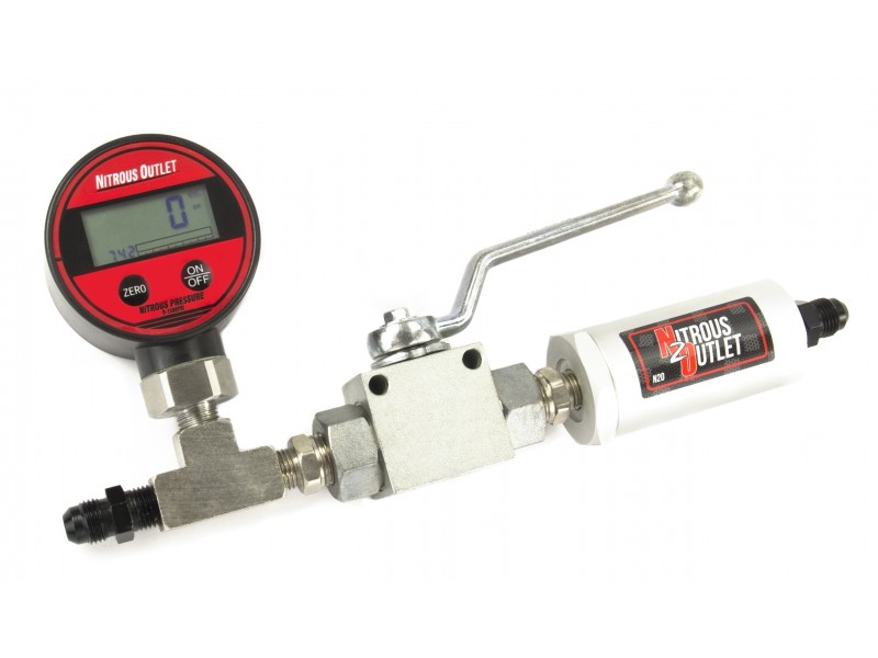 Nitrous Outlet Digital Inline Nitrous Pressure Gauge, Shut Off Valve