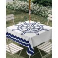 thumbnail image 2 of Square Outdoor Tablecloth with Umbrella Hole Navy Blue Rudder Nautical Outside Table Cloth Waterproof Patio Table Cover Coastal Summer Ocean Zipper Tablecloths for Picnic Party Camping 60x60 Inch, 2 of 8