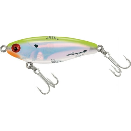 UPC: 0042095274072 | MirrOlure Mirrodine 3-1/8 XL Suspending Twitchbait Chartreuse Pearl & Silver Luminescence 9/16 oz