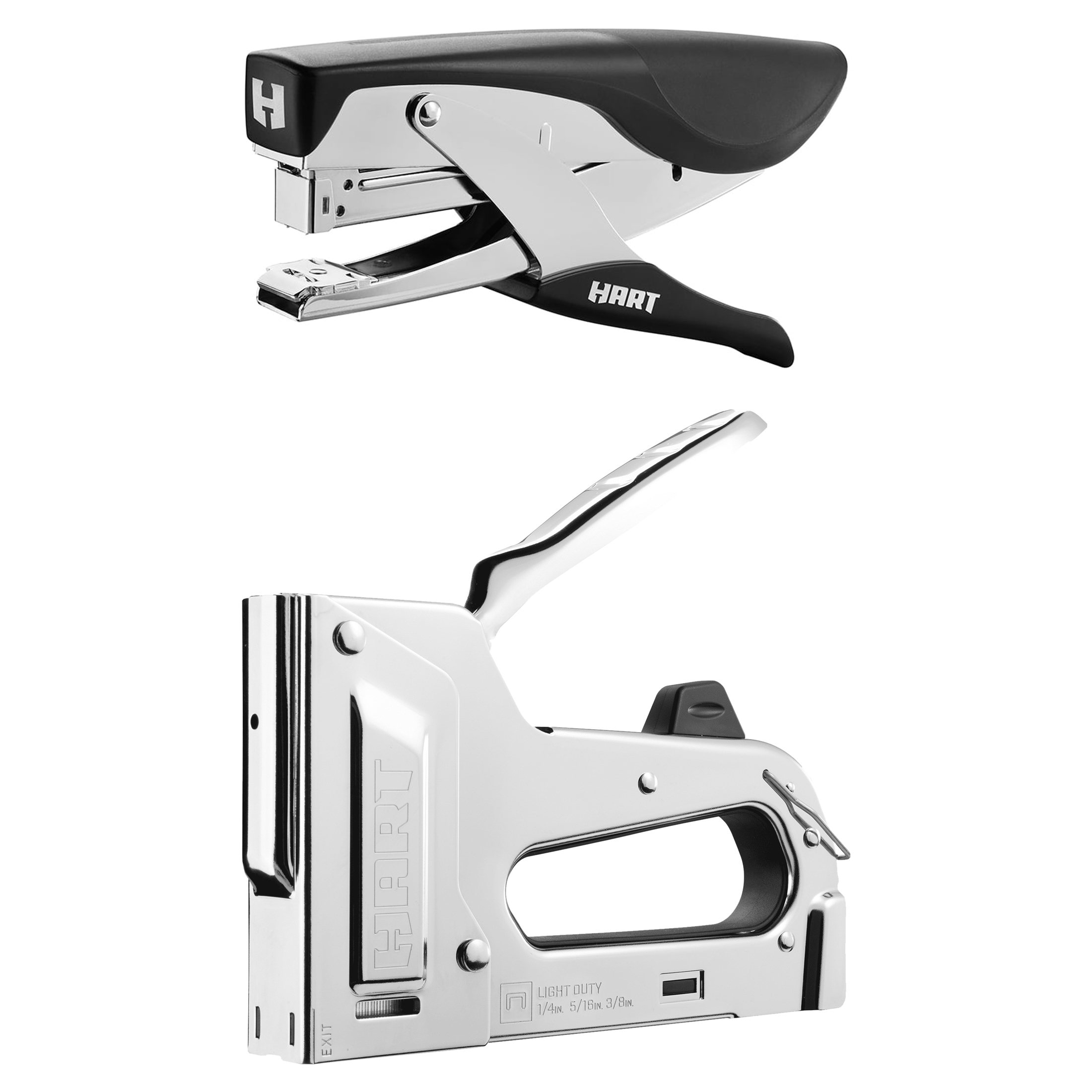 HART Light Duty Chrome Staple Gun with Bonus Staples and Hart Plier