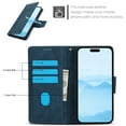 thumbnail image 7 of Designed for iPhone 15 Case Wallet, Elegant Women Flip Folio Cover with Flower Embossed PU Leather Stand Credit Card Holders Slots Wrist Strap Phone Case for iPhone 15, Blue, 7 of 7