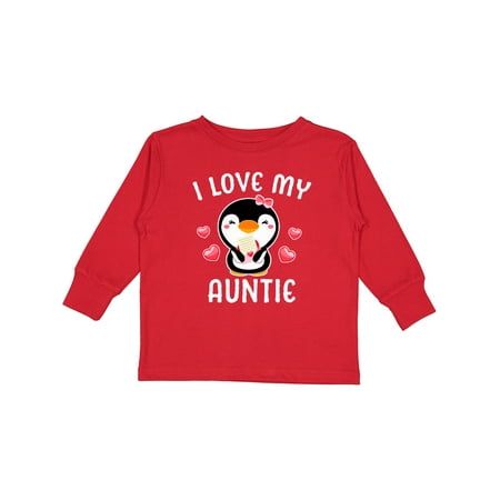 

Inktastic I Love My Auntie with Cute Penguin and Hearts Gift Toddler Toddler Girl Long Sleeve T-Shirt
