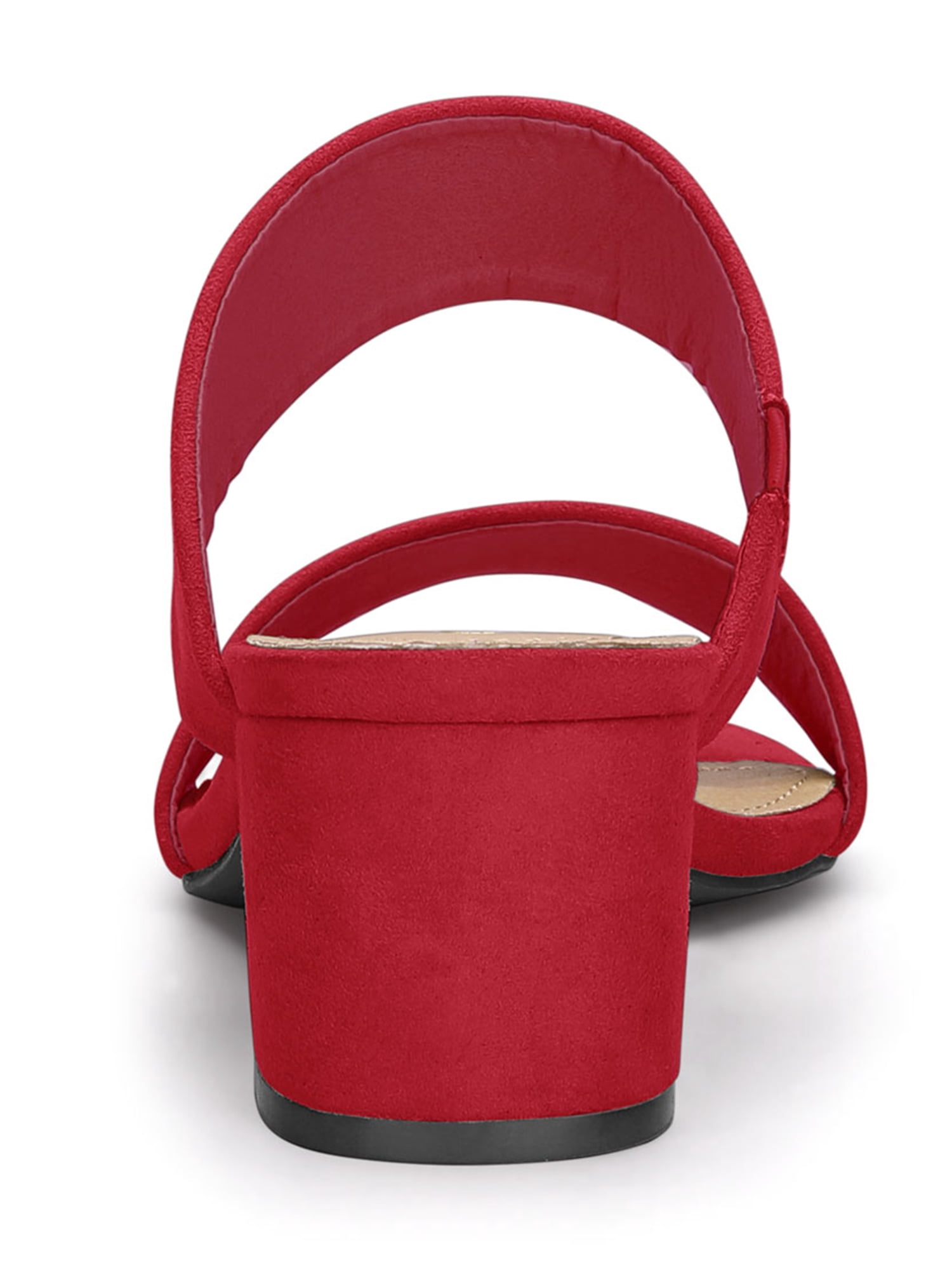 DARING DIVA Stylish Women's Block Heel Dual Straps Slide Sandals 7.5 Red