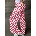 thumbnail image 3 of Womens Casual Checkered Pants Elastic Waist Comfy Loose Wide Leg Pants with Pockets, 3 of 8