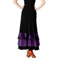thumbnail image 4 of Women Sequin Flower Embroidered Skirt Flamenco Ballroom Practice Dress Big Swing Skirts Dance Performance Skirt for Women Girls, 4 of 7