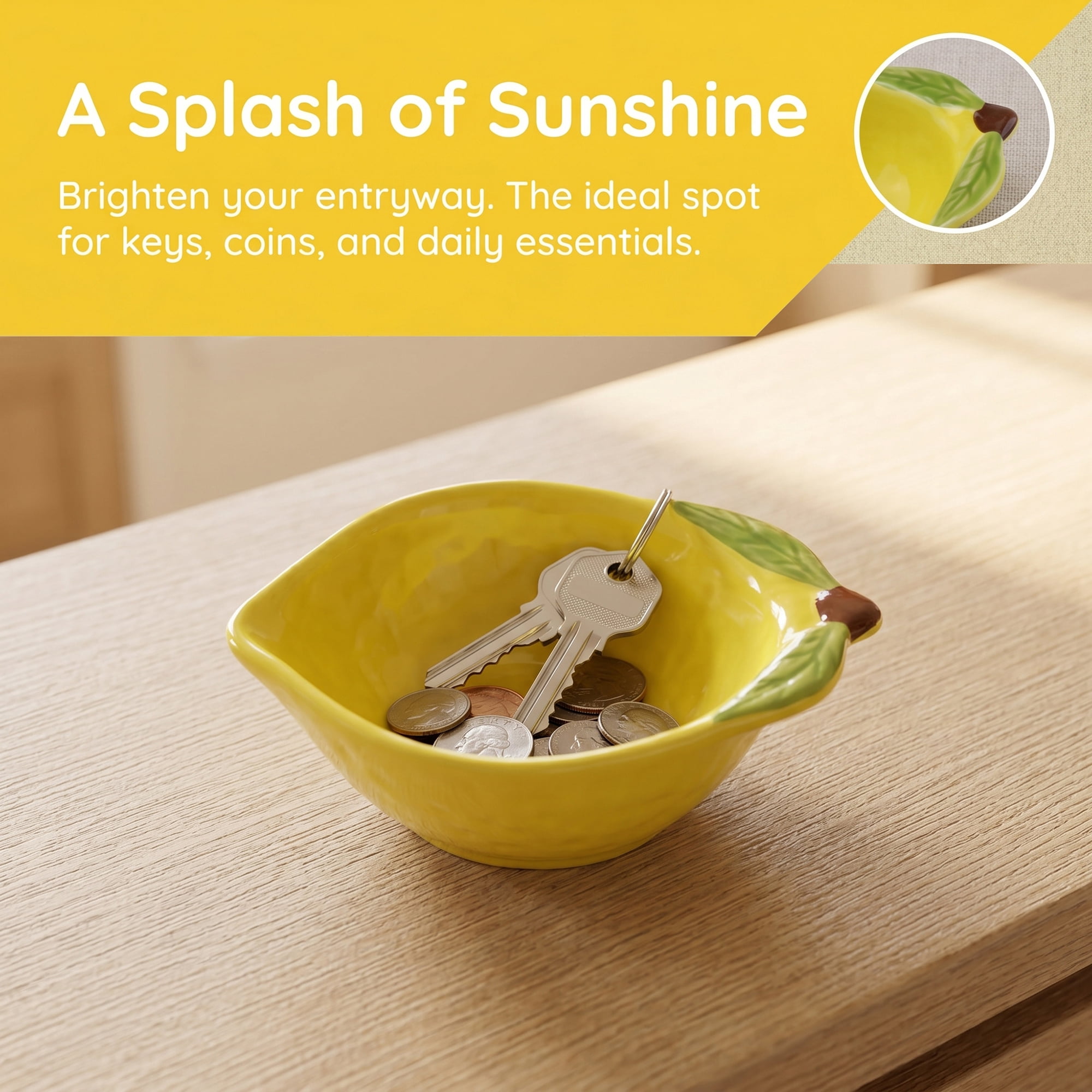 Unique Bargains Cute Lemon Shaped Ceramic Small Citrus Bowl Yellow 4.9" x 3.5" x 1.6"
