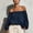 Navy, variant on Endives Women's Blouse Off Shoulder Long Sleeve Chiffon Blouse Casual Loose Puff Sleeves Shirts Solid Color Summer Beach Vacation Outfits Shirts for Women Wine M