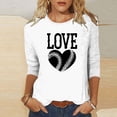 thumbnail image 2 of QATAINLAV Chandails pour Femmes à Manches 3/4, Mode, Imprimé Cœur, Col Ras du Cou, Chandails à Enfiler, Hauts Décontractés pour Sorties, Tenue de Jour de Match, Lightning Prime Today, Blanc, TTTTG, 2 of 5