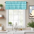 thumbnail image 2 of Turquoise Checkered Kitchen Curtain Valances for Windows Farmhouse Short Curtains, Farmhouse Buffalo Plaid Rod Pocket Valance Curtain for Bedroom Cafe Living Room 42"x18", 2 of 8