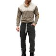 thumbnail image 1 of Ceisia Men's Loose Fit Corduroy Henley Neck Color-Block Top & Cargo Pants Set | Outdoor Casual Two-Piece Outfit Gifts, 1 of 7