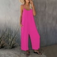 thumbnail image 2 of Jumpsuits for Women Shorts,Women's Loose Sleeveless Jumpsuits Strap Stretchy Long Pant Romper Jumpsuit With Pockets,Wide Leg Jumpsuit(Size:M), 2 of 5