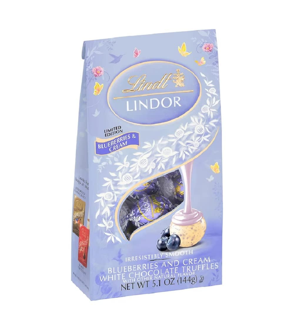 LINDT LINDOR BLUEBERRIES & CREAM WHITE CHOCOLATE TRUFFLES 5.1oz BAG