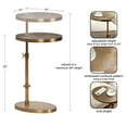 thumbnail image 5 of Kate and Laurel Engles Traditional Adjustable-Height Oval C-Table, 15 x 10 x 28, Antique Brass, Vintage Round Indoor Metal C-Shaped End Table with Embossed Pattern for Use as Overbed Table, 5 of 10
