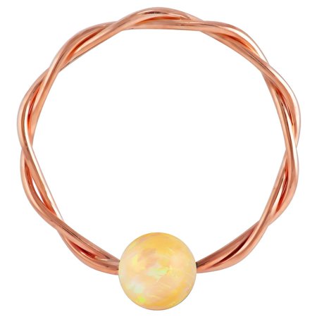 Twisted Captive Bead Ring - Opal 14K Rose Gold Twisted Captive Bead Ring