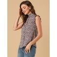thumbnail image 4 of INSPIRE CHIC Top floral con botones y escote con volantes sin mangas para mujer Floral Azul Oscuro Rojo XS, 4 of 6