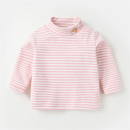 

Cathalem Olive Top Kids Children Toddler Baby Boys Girls Long Sleeve Striped Cute Cartoon Blouse Tops Pullover T Pack Shirt Pink 12-18 Months